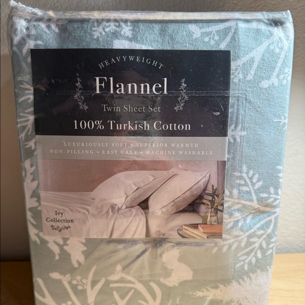 Twin sheet set 100% Turkish Cotton Flannel Printed Sheet Set - Isla Jade